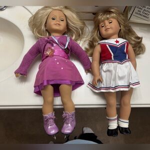 American Girl Dolls Stylish Doll Set with Purple and Red Outfits